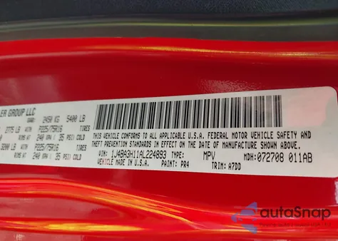 2010 Jeep Wrangler Unlimited Sport z USA, uszkodzony, nr VIN 1J4BA3H11AL224893